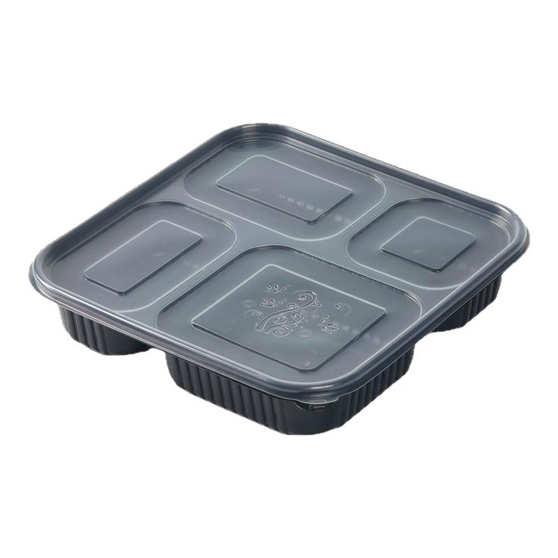 加厚一次性餐盒四格透明塑料打包盒商用快餐盒分格饭盒食品级