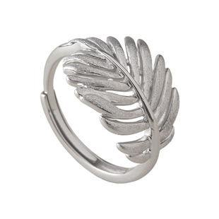 素图树叶戒指925银小众设计食指戒个性轻奢设计时尚高级感指环女