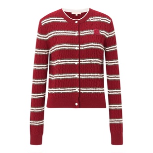 【高知感穿搭】学院风羊毛针织开衫条纹毛衣DOUBLOVE贝爱26春新款