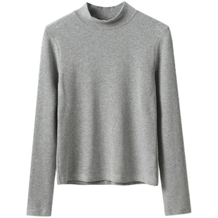 轻柔软糯 女士半高领长袖打底衫 恒温弹力纯色保暖上衣 山东网店