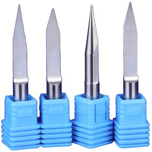 沪豪电脑雕刻机刀具6毫米加长平底尖刀cnc钨钢锥度雕刻刀10只套装