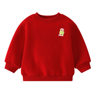 儿童圣诞红加绒保暖A类长袖卫衣