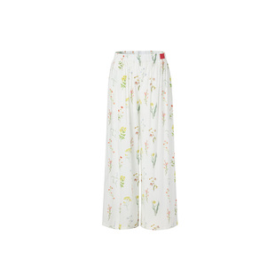 LEDIM WANG白标/度假风碎花褶子宽松阔腿裤2025秋季新款女休闲裤