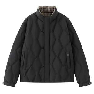 迈特优压印菱格90鸭绒羽绒服男冬季潮牌宽松加厚防寒外套立领夹克