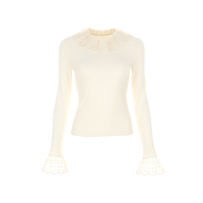 wanatry刺绣花边领口宫廷感上衣