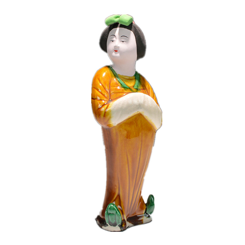 手绘唐三彩陶俑釉烧摆件