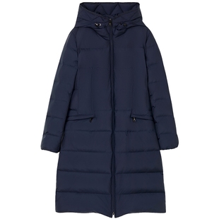 【匈牙利白鹅绒】LANCY/朗姿2025冬季新款连帽中长通勤高端羽绒服