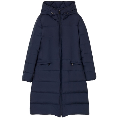 【匈牙利白鹅绒】LANCY/朗姿2025冬季新款连帽中长通勤高端羽绒服