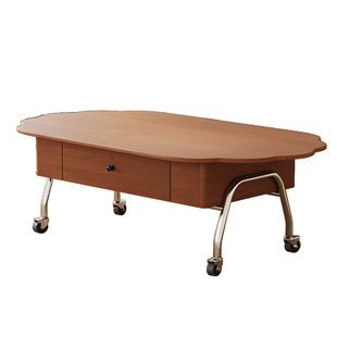 中古风可移动实木升降茶几客厅家用小户型2025新款高级感阳台茶桌