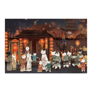 画猫X猫的天空之城联名成人1000片花灯意浓解压创意卡通猫咪拼图