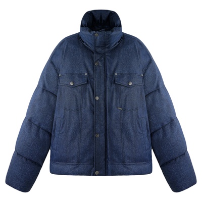 BJHG不计后果仿牛仔棉服男款外套冬装设计感工装夹克棉衣PU皮棉袄