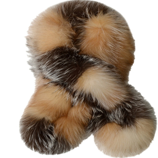 冬季保暖真狐狸毛围脖女气质长款皮草围巾百搭交叉毛绒围脖毛领子