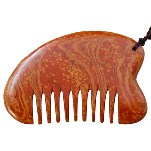 泗水红砭石梳子头部刮痧板按摩梳头刮痧梳经络头疗全身通用旗舰店