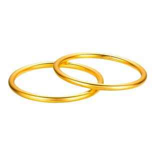 送戒指正品古法金沙金手镯女莲花三九钢印仿真金手环假黄金色镯子