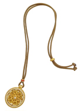 韦雪同款镶钻八宝罗盘项链轻奢