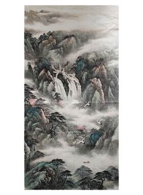 纯手绘旭日东升国画风水玄关画