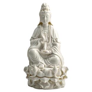 戴玉堂陶瓷南海观音菩萨佛像供奉家用德化白瓷坐莲观世音菩萨摆件