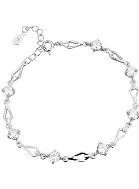 顺钦银楼s999纯银棱光女足银手链