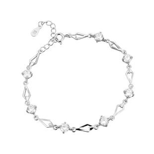 顺钦银楼S999纯银凌光之恋银手链女简约时尚足银送女友生日礼物