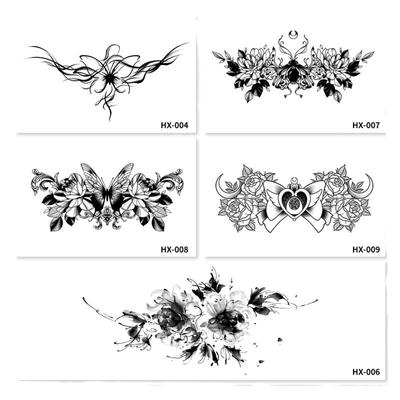 果汁纹身贴草本花胸小腹后腰大图