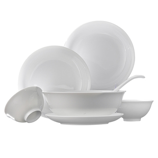 景德镇官方陶瓷中国色釉下纯色餐具套装家用中式白瓷饭碗盘碟汤碗