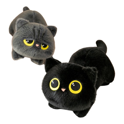 趴姿黑猫猫咪玩偶抱枕毛绒玩具男