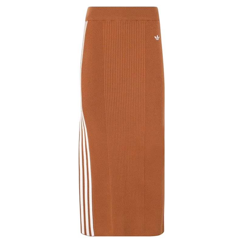 Adidas阿迪达斯三叶草女子新款三条纹拼色针织休闲半身短裙JI7055