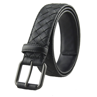 新款头层牛皮腰带男士真皮编织皮带商务正装年轻潮针扣男皮带bv50