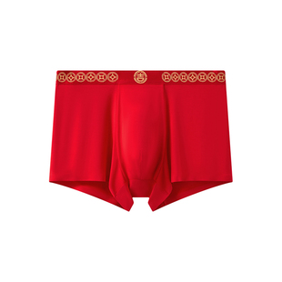 曼妮芬MW1男士内裤莫代尔平角裤含桑蚕丝本命年红四角裤40720139