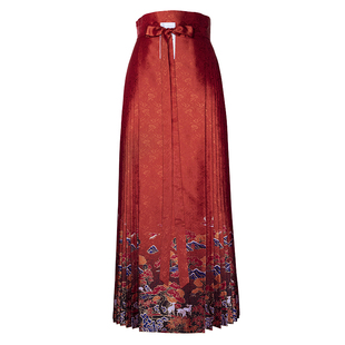 九天汉韵原创设计汉服男女明制仿妆花暗纹缎百褶织金马面裙枫华