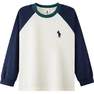 左西童装男童长袖t恤纯棉儿童大童打底衫春秋2026新款内搭上衣潮