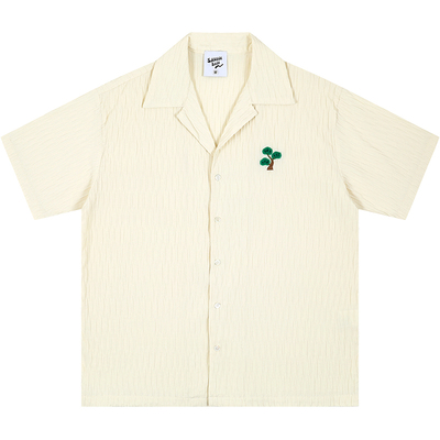 日系四叶草情侣衬衣随性短袖上衣