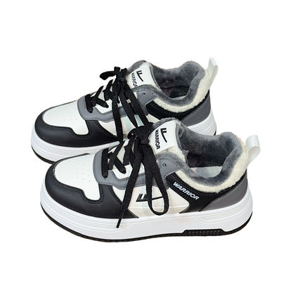 回力黑白厚底加绒板鞋保暖二棉鞋