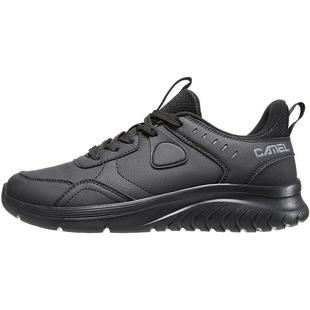 骆驼男鞋秋冬皮面防水减震耐磨舒适防滑休闲运动鞋黑色男款爸爸鞋