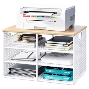 打印机置物架办公室桌面文件放置架工位神器文件分层架桌上收纳架