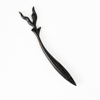 凭鱼跃盘发簪子Zang黑檀木国风