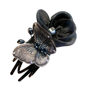 蝶恋花高级感大号盘发鸭嘴夹高端洋气后脑勺发卡顶夹三齿夹鲨鱼夹