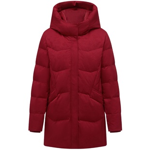 坦博尔羽绒服女中老年冬季中长款时尚休闲连帽蓄热宽松保暖外套