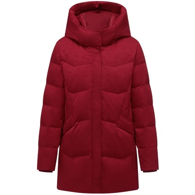 坦博尔羽绒服女中老年冬季中长款时尚休闲连帽蓄热宽松保暖外套