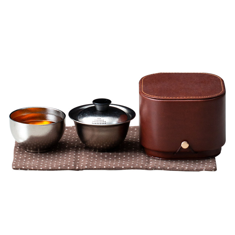 纯钛叠叠乐旅行茶具便携式一人饮茶具高颜值户外泡茶器耐热不烫手