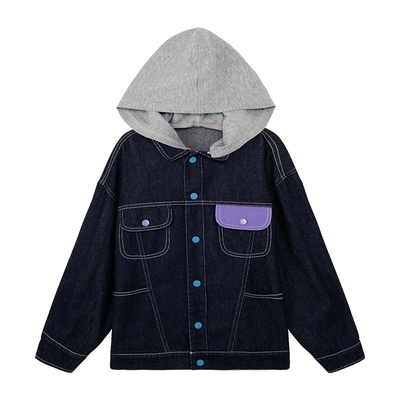 男童可拆卸连帽牛仔外套夹克