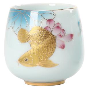 轻奢陶瓷主人杯功夫茶具茶杯个人专用品茗杯单杯茶道杯子高档礼盒