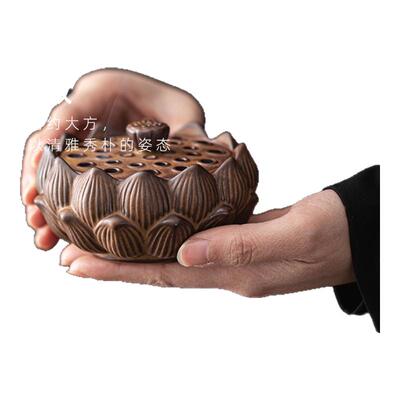 紫泉涧莲台香炉陶瓷莲蓬盘香炉