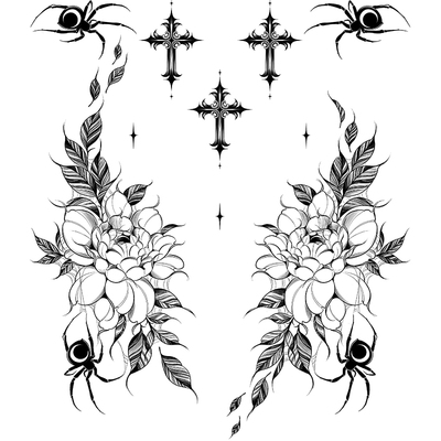 素花大腿腹部女性度假遮疤纹身贴