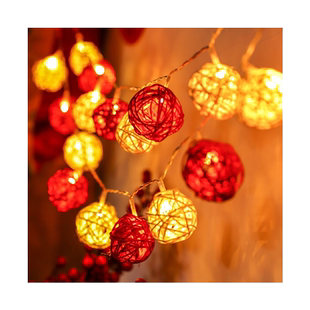 房间新年装饰灯春节布置室内藤球氛围灯彩灯闪灯串灯满天星过年