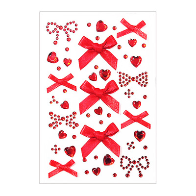 脸上贴装饰品演唱会脸贴粉色蝴蝶结妆容配饰贴纸脸部化妆贴纸钻石