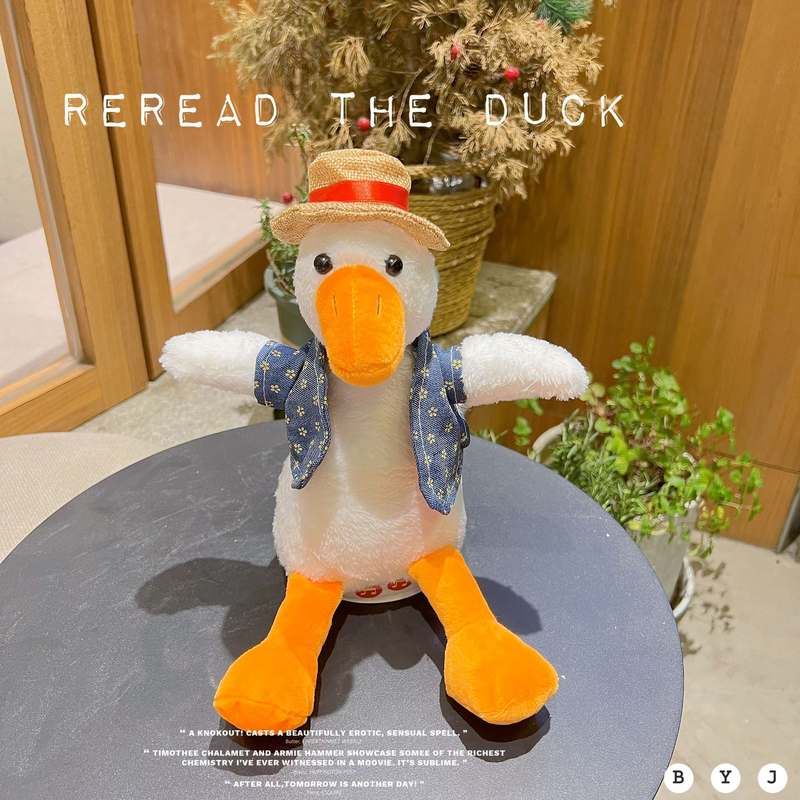 网红儿童音乐玩具毛绒公仔电动萌复读学说话鸭子沙雕逗乐鸭