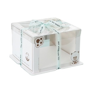 透明网红生日蛋糕盒子厂家直销包装盒六6八8寸十10寸12寸方形双层