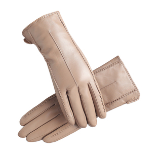 西班牙进口山羊皮真皮手套女式薄款冬季开车触控屏羊毛绒保暖修手