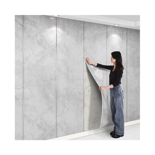 仿大理石墙贴自粘墙纸防水防潮铝塑板墙壁自装扣板背景墙面装饰板